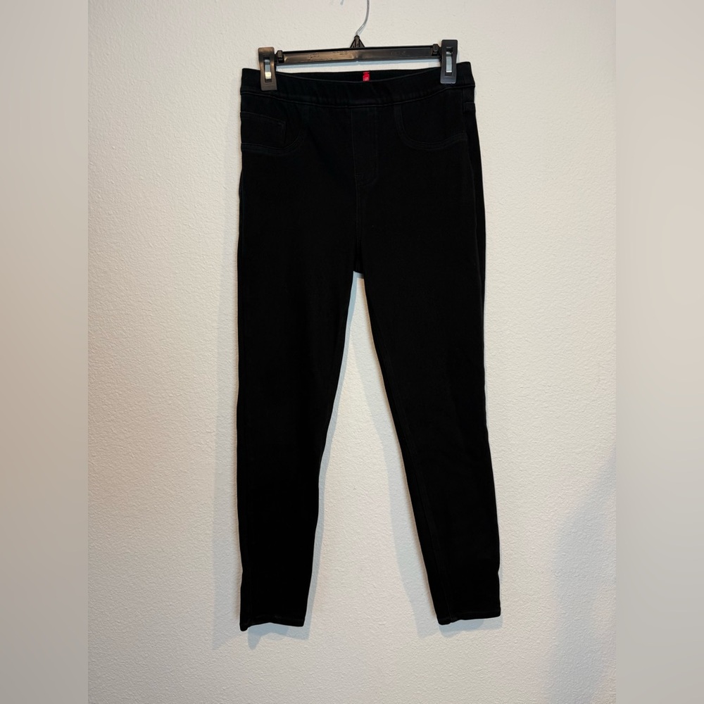 Spanx Black Cotton High Rise Pull On Skinny Jean Jeggings Pants Women’s Size M